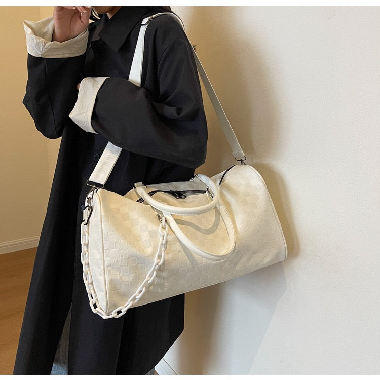 The Navigator Bag | Checkered PU Duffel | Retro Travel
