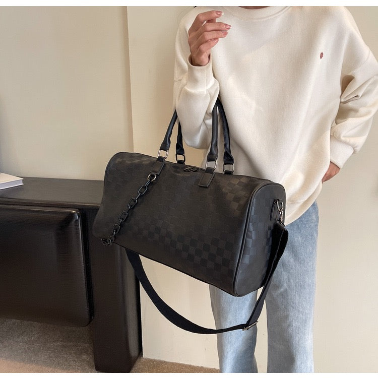 The Navigator Bag | Checkered PU Duffel | Retro Travel