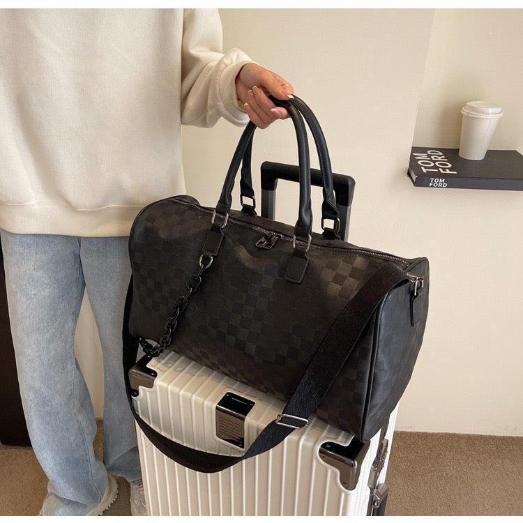 The Navigator Bag | Checkered PU Duffel | Retro Travel