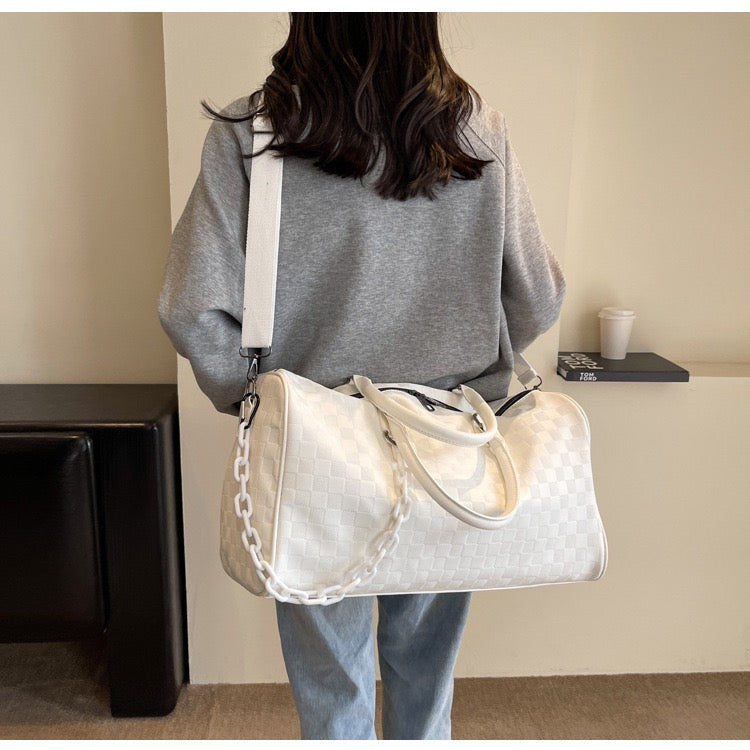 The Navigator Bag | Checkered PU Duffel | Retro Travel