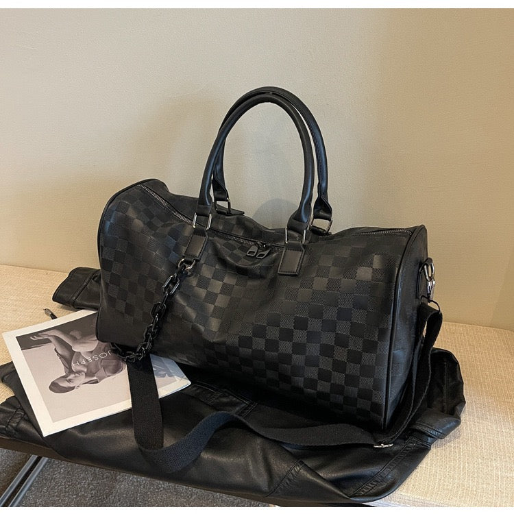 The Navigator Bag | Checkered PU Duffel | Retro Travel