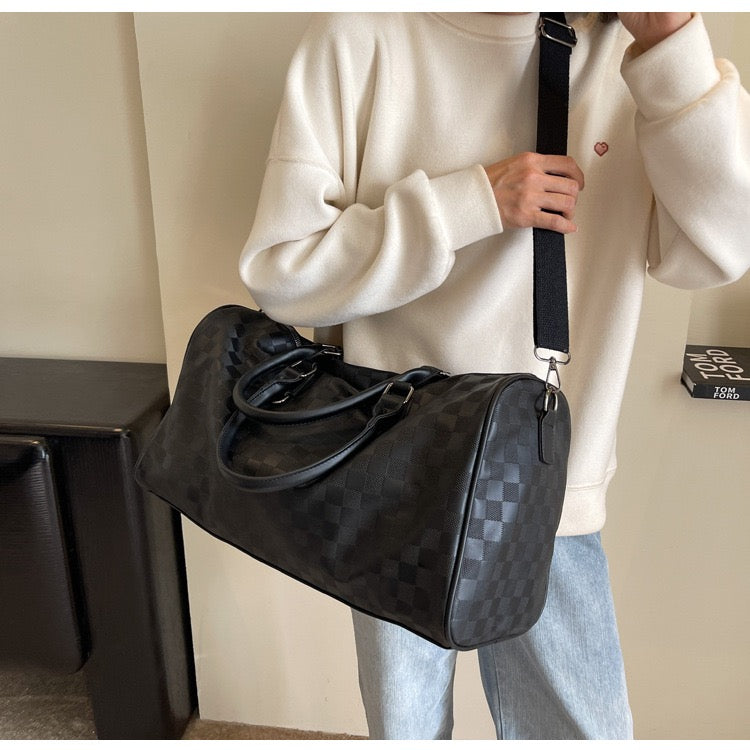 The Navigator Bag | Checkered PU Duffel | Retro Travel
