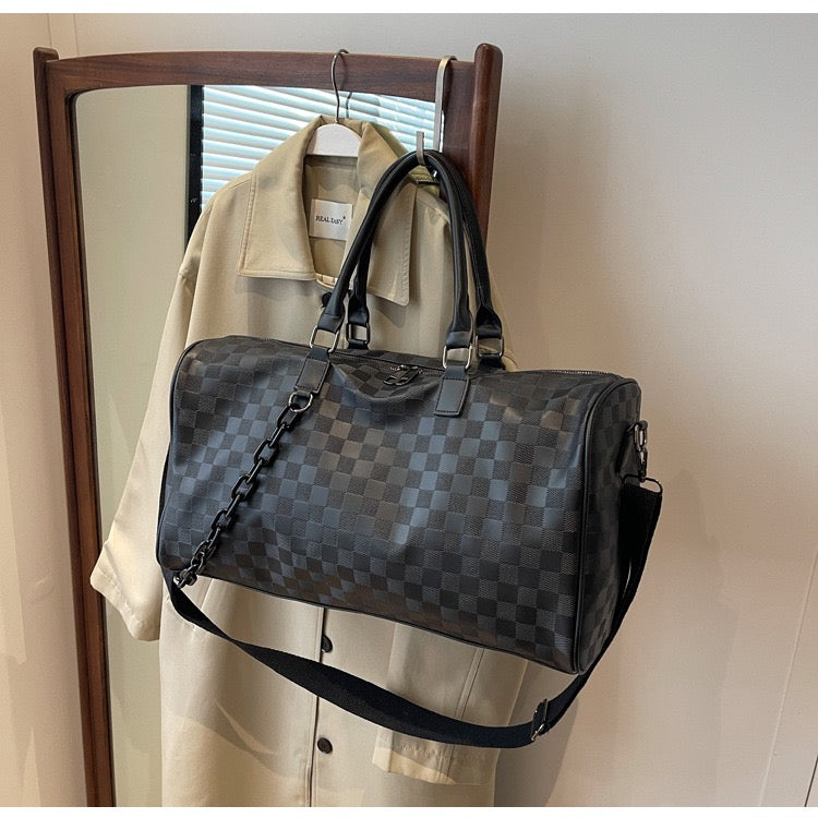 The Navigator Bag | Checkered PU Duffel | Retro Travel