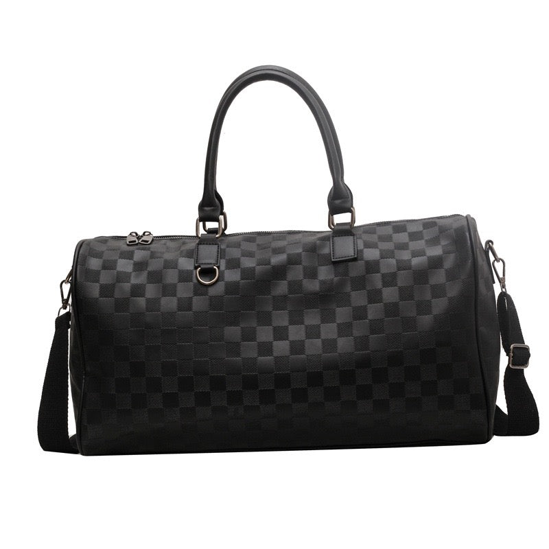 The Navigator Bag | Checkered PU Duffel | Retro Travel