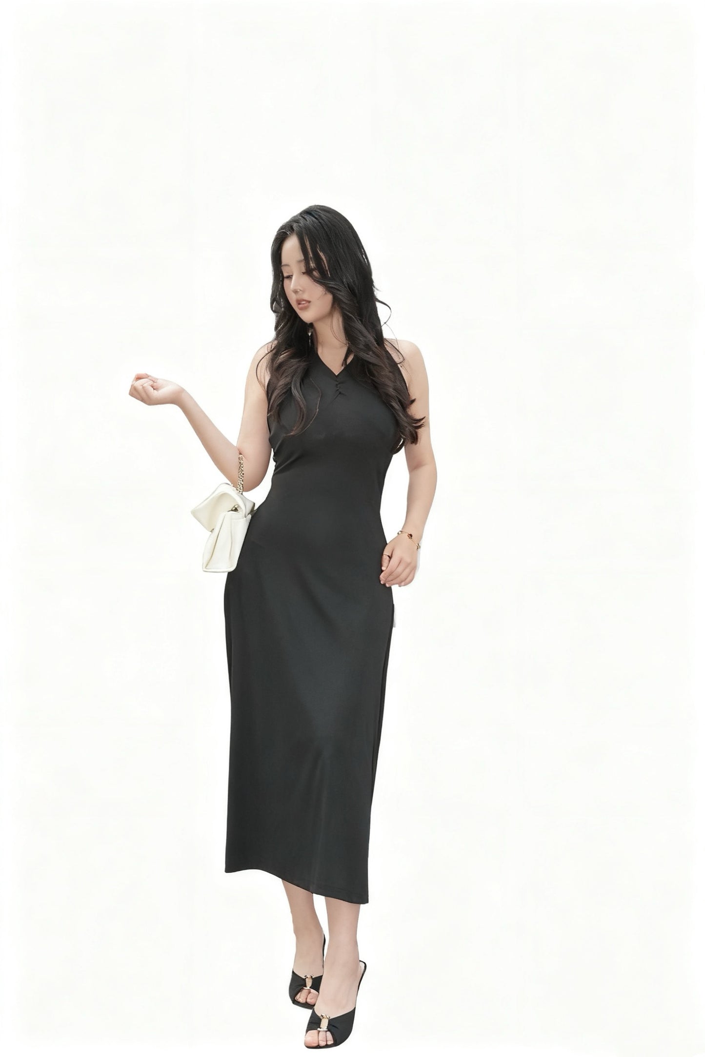 The Starlight Sheath | Black Beaded Back Dress | Elegant Sparkle