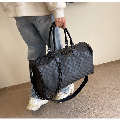 The Navigator Bag | Checkered PU Duffel | Retro Travel