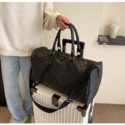The Navigator Bag | Checkered PU Duffel | Retro Travel