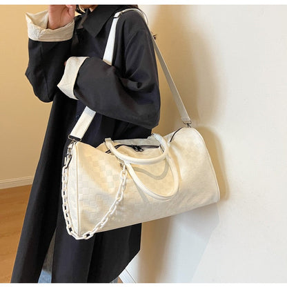 The Navigator Bag | Checkered PU Duffel | Retro Travel