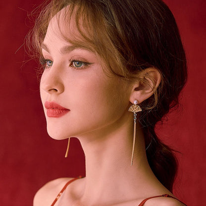 The Empress Earrings | Palace Fan & Pearl Drops | Cultural Statement