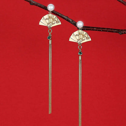 The Empress Earrings | Palace Fan & Pearl Drops | Cultural Statement