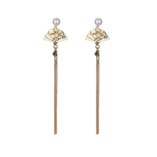The Empress Earrings | Palace Fan & Pearl Drops | Cultural Statement