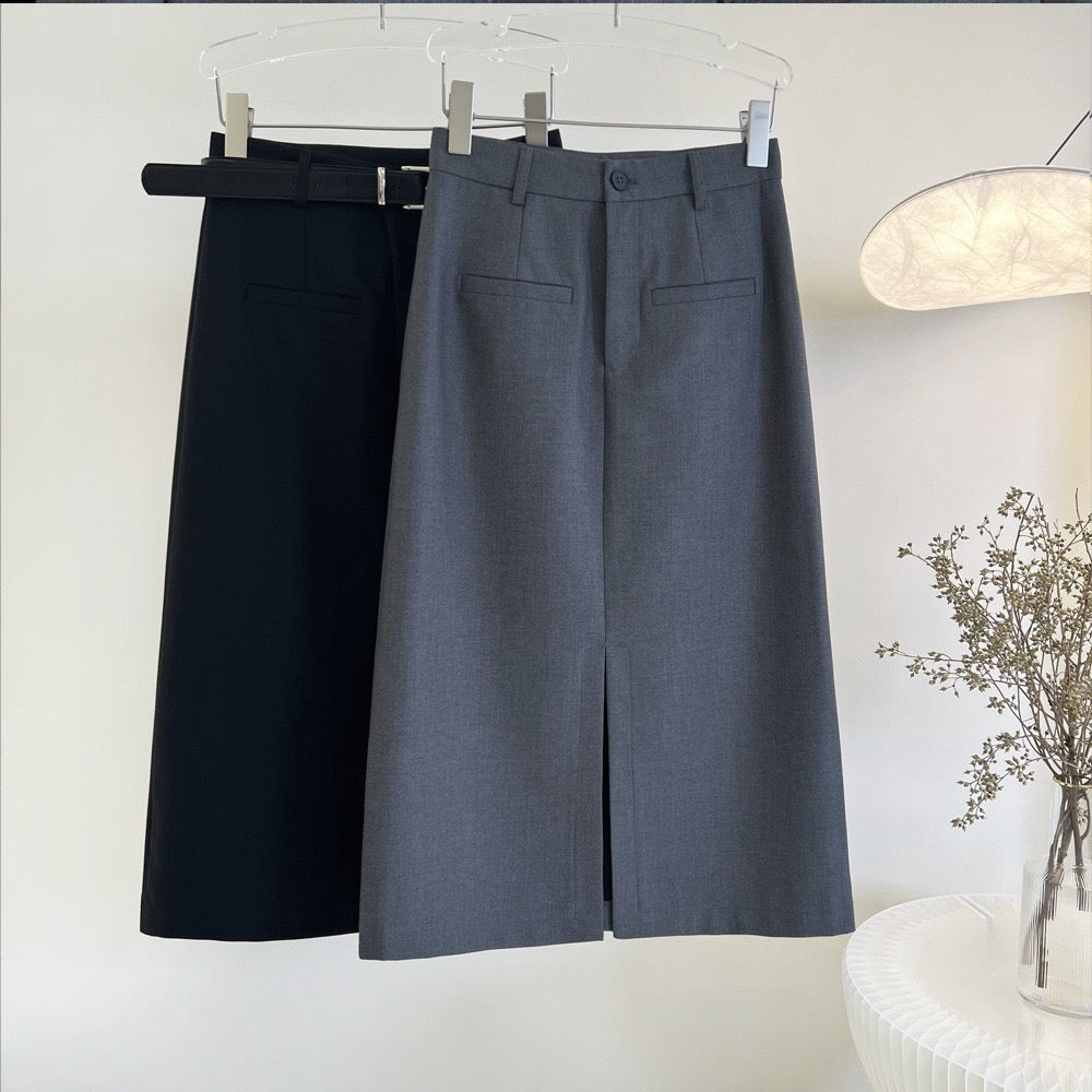 The Versatility Midi Skirt | Elegant High-Waisted Skirt with Slit