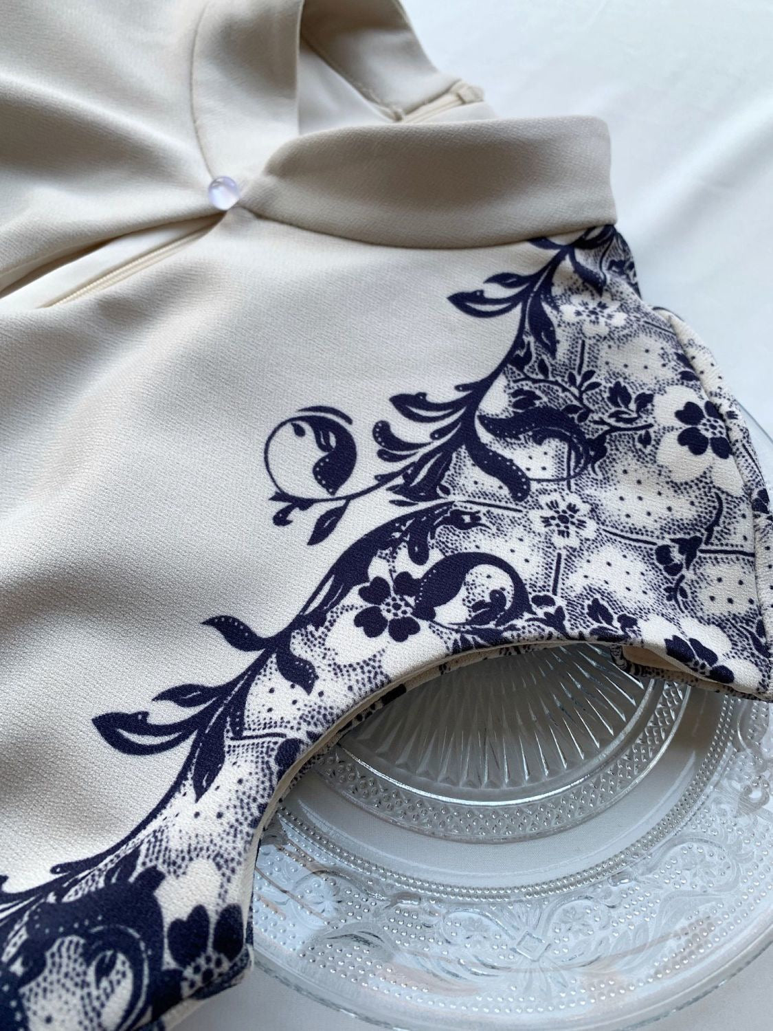 The Celestial Qipao | Modern Cheongsam Dress with Indigo Print