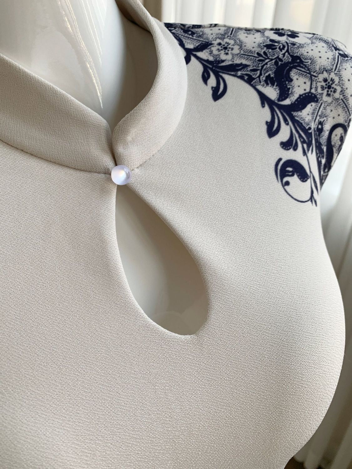 The Celestial Qipao | Modern Cheongsam Dress with Indigo Print