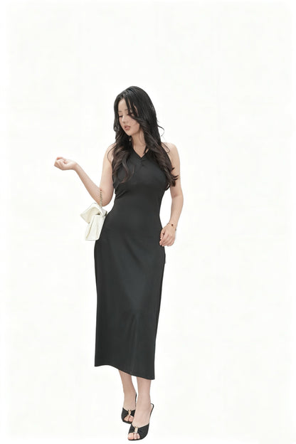 The Starlight Sheath | Black Beaded Back Dress | Elegant Sparkle