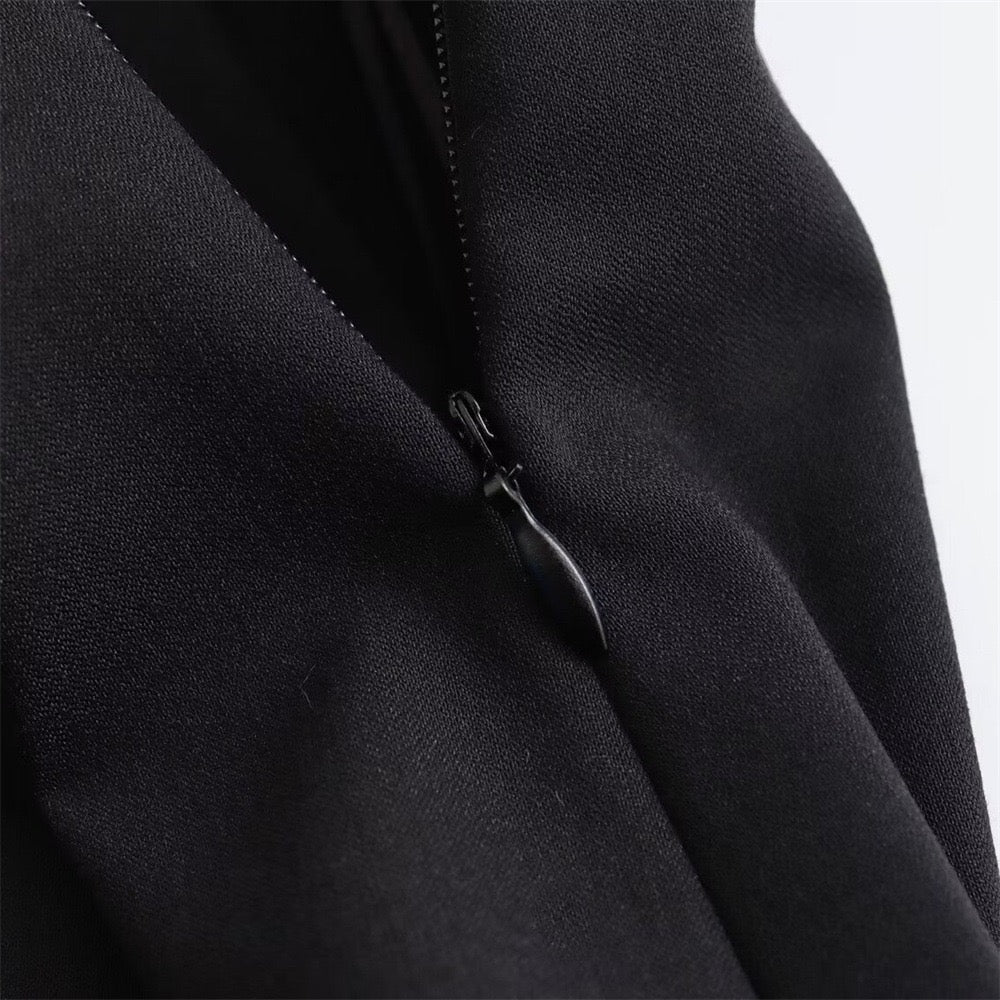 The New Moon Dress | Strappy Black Midi | Essential Elegance