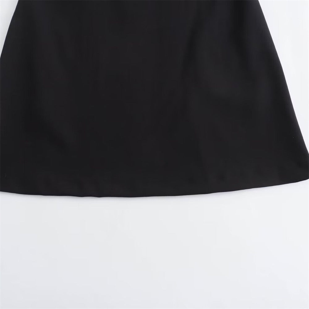 Elegant Black Strappy Midi Dress with Side Zipper | Vivélune
