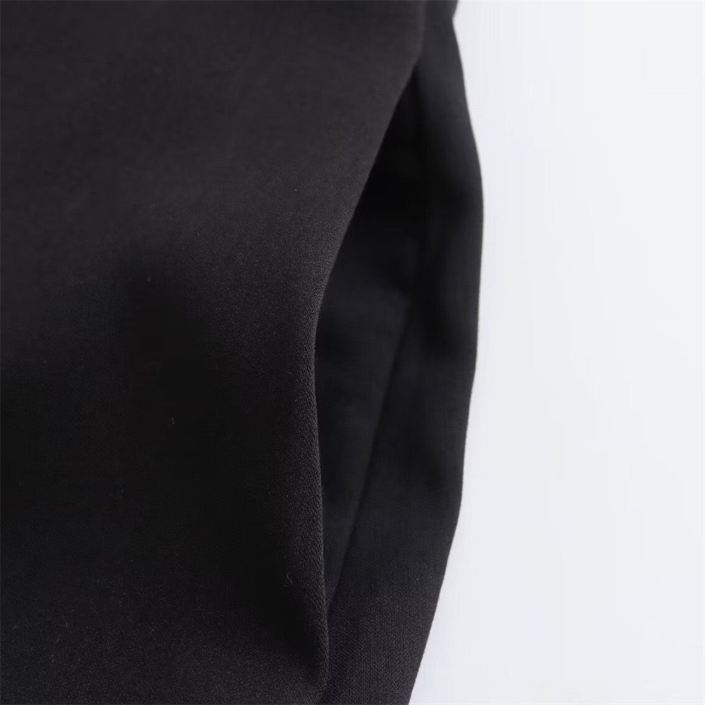 Elegant Black Strappy Midi Dress with Side Zipper | Vivélune