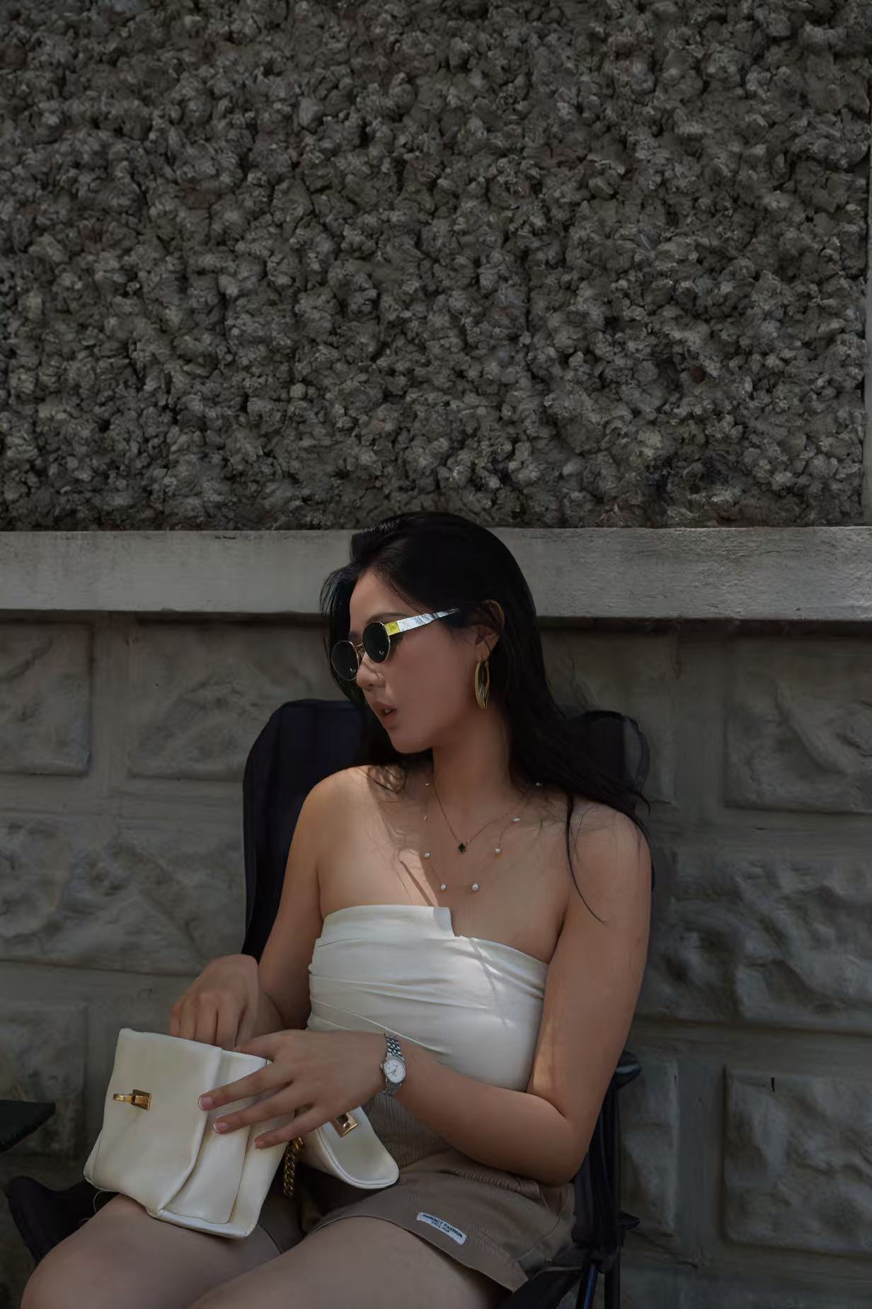 The Sahara Shell | Strapless Beige Top | Essential Crop