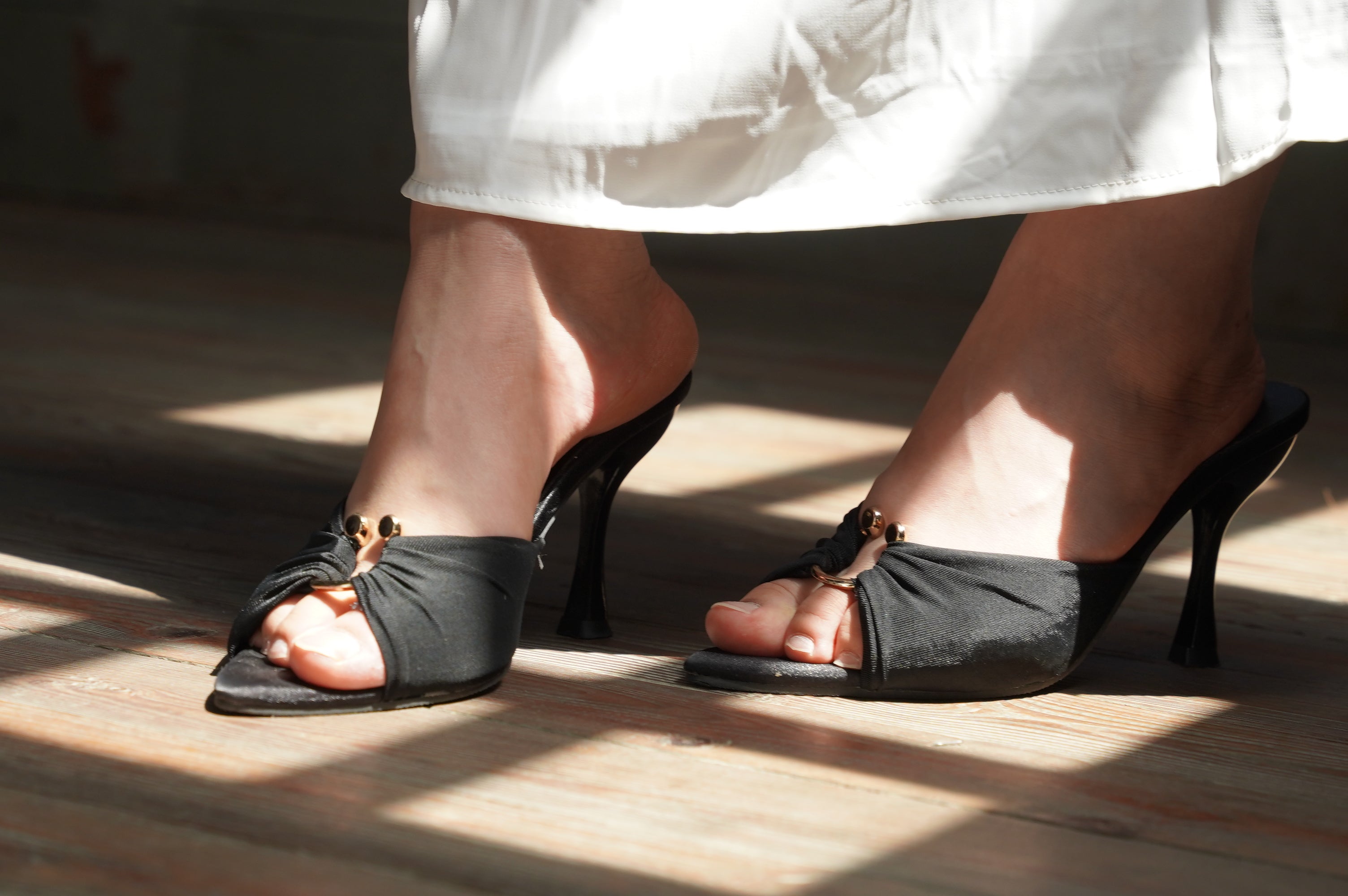 The Stella Stiletto Mule | Square-Toe Heeled Sandal with Metal Buckle